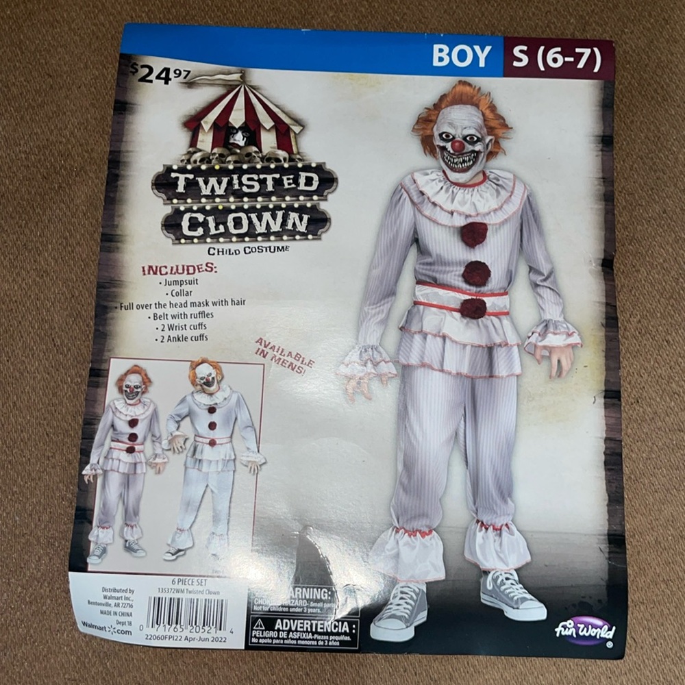 Twisted Clown Costume NWT Boy Small 4-6